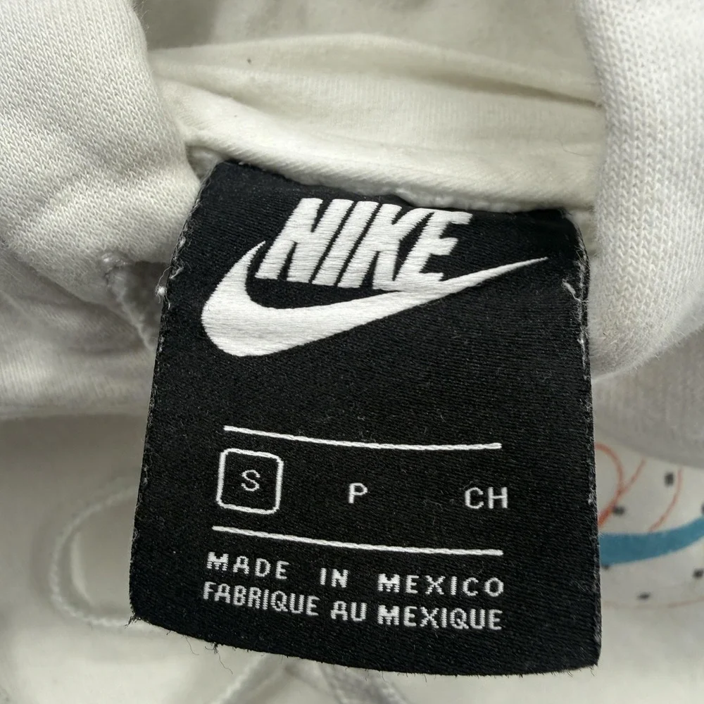 Nike Hoodie Mens Small White Just Do It Back Graphic Pullover Fleece Sweatshirt